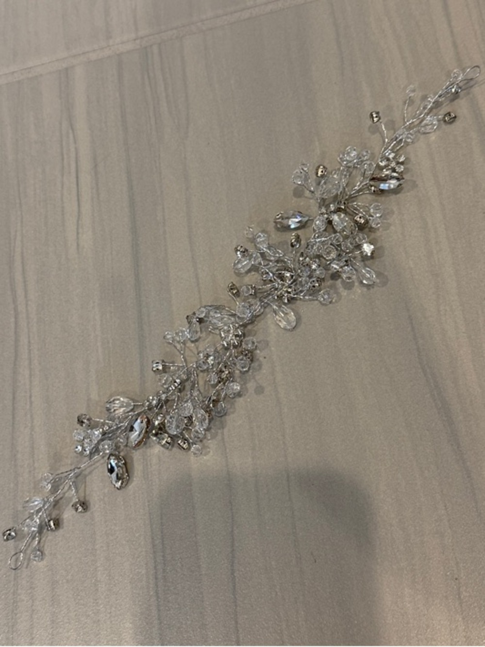 Crystal Embellished Bridal Hair Vine or dress sash- Silver